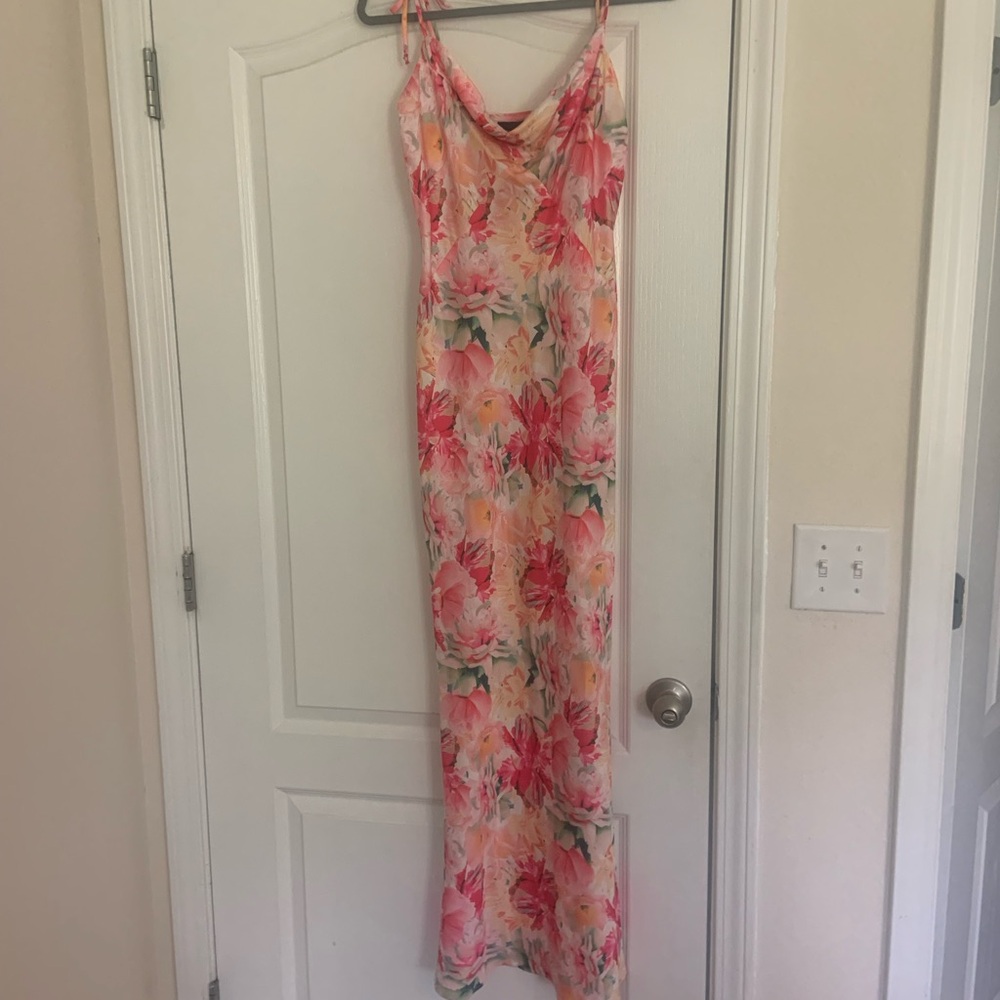 Next Up Floral Maxi Dress - Pink and Orange Floral 5/6